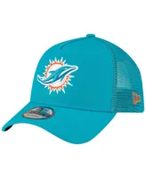 Men's New Era Aqua Miami Dolphins A-Frame Trucker 9FORTY Adjustable Hat