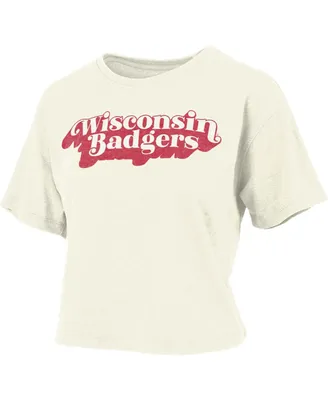 Women's Pressbox White Wisconsin Badgers Vintage-Inspired Easy T-shirt