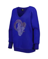 Women's Cuce Royal Los Angeles Rams Deep V-Neck Pullover Sweatshirt