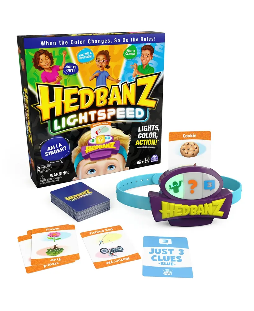 Spin Master Toys & Games Hedbanz Lightspeed Game with Lights Sounds Family Games Games for Family Game Night Kids Games Card Games for Families Kids A