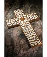 Gauri Kohli Jodhpur Wood Inlay Decorative Wall Cross