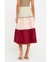 English Factory Women's Color Block Midi Skirt
