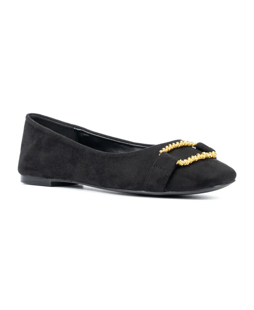 New York & Company Women's Niara- Flats With Gold Hardware Accent