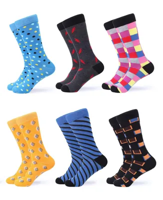 Men's Funky Colorful Dress Socks 6 Pack