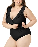 Women's Busty Nursing & Maternity One Piece Wrap Upf 50 Swimsuit (E-i Cups)
