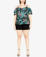 City Chic Plus Phoebe Print Top