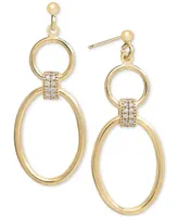 Diamond Open Oval Drop Earrings (1/5 ct. t.w.) in 14k Gold-Plated Sterling Silver - Gold