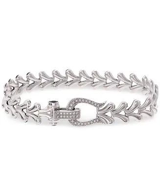 Diamond Horseshoe Heart Link Bracelet (1/4 ct. t.w.) in Sterling Silver