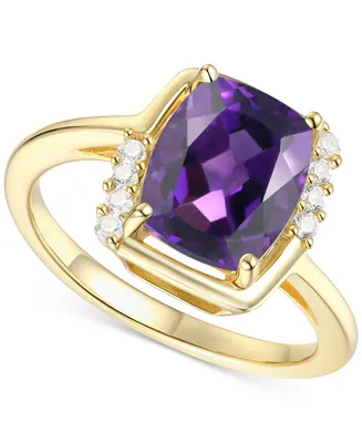 Amethyst (2-1/4 ct. t.w.) & Lab-Grown White Sapphire (1/6 ct. t.w.) Statement Ring in Gold-Plated Sterling Silver
