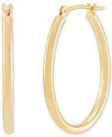 Polished Oval Tube Hoop Earrings in 10k Gold, 1 inch