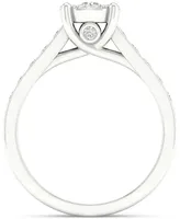 Diamond Cluster Channel-Set Engagement Ring (3/4 ct. t.w.) in 14k White Gold