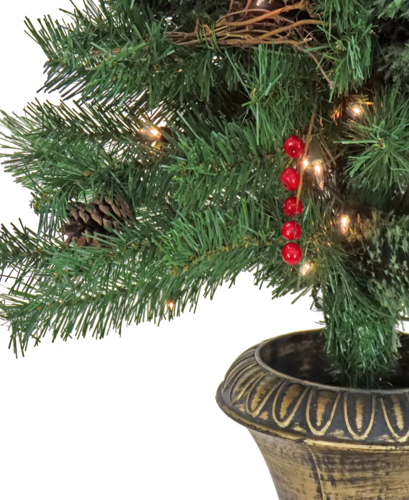 National Tree Company 4' Glistening Pine Entrance Tree with Clear Lights