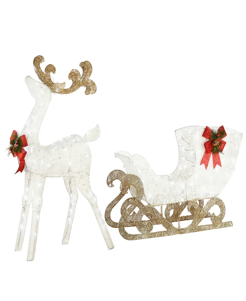 National Tree Company 48" Pre-Lit Sisal Reindeer and Sleigh