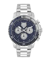 Plein Sport Men's Chronograph Date Quartz Powerlift Silver-Tone Stainless Steel Bracelet Watch 45mm