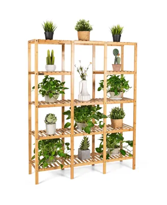 Multifunctional Bamboo Shelf Flower Plant Stand Display Storage Rack Unit Closet