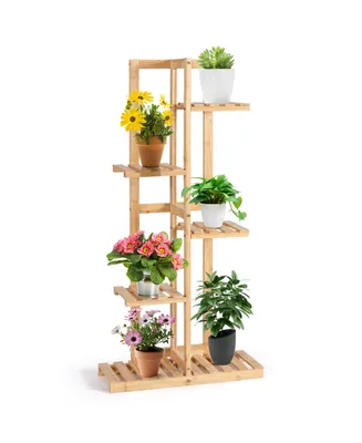 Costway 5 Tier 6 Potted Plant Stand Rack Bamboo Display Shelf for Patio Yard