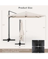 Patio 9.5FT Square Cantilever Offset Hanging Umbrella 2-Tier 360° Outdoor