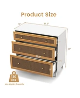 Costway 3-Drawer Rattan Dresser Modern Closet Chest Storage Cabinet Living Room Entryway