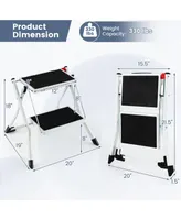 2 Step Ladder Folding Step Stool 330lbs Capacity with Anti-Slip Pedal & Handle