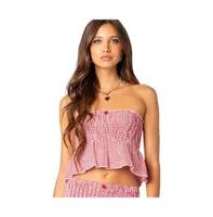 Women's Gingham Scrunch Tube Top