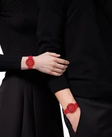 Versace Women's Swiss Medusa Pop Red Silicone Strap Watch 39mm Set