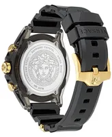 Versace Men's Icon Active Swiss Chronograph Diamond (0.80 ct. t.w.) Black Silicone Strap Watch 44mm