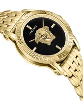 Versace Men's V-Code Swiss Ion-Plated Gold-Tone Stainless Steel Bracelet Watch 43mm