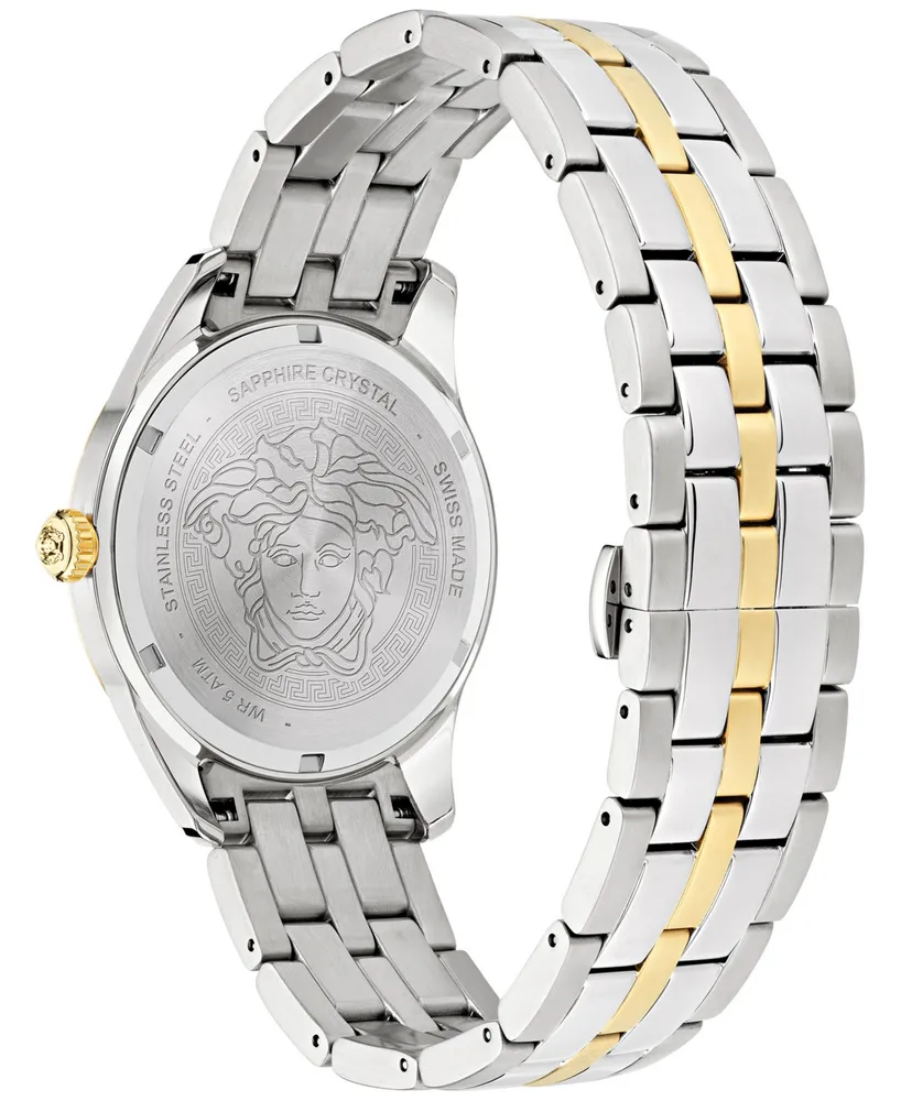 Versace Men's Swiss Greca Time Gmt Two-Tone Stainless Steel Bracelet Watch 41mm