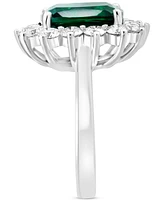 Effy Lab Grown Emerald (3-1/4 ct. t.w.) & Lab Grown Diamond (1-3/8 ct. t.w.) Halo Ring in 14k White Gold