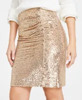 I.n.c. International Concepts Women's Ruched Sequin Mini Skirt