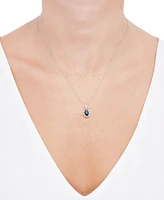 Sapphire (1 ct. t.w.) & Diamond Accent Oval 18" Pendant Necklace in 14k White Gold