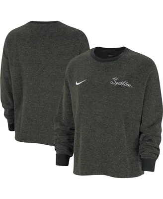 Women's Nike Black Michigan State Spartans Yoga Script Pullover Sweatshirt