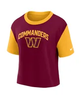 Women's Nike Gold, Burgundy Washington Commanders High Hip Fashion T-shirt