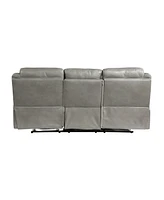 White Label Calico 89" Double Reclining Sofa with Center Drop-Down Cup Holders, Power Outlets