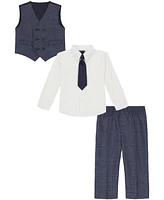 Nautica Toddler and Little Boys Shirt, Windowpane Vest, Pants & Neck Tie Set, 4 piece