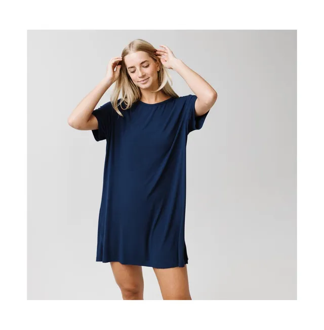 Cozy Earth Women's Rib Knit Viscose from Bamboo Boyfriend Sleep Dress