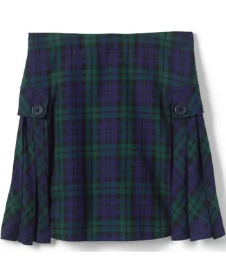 Lands' End School Uniform Girls Child Side Pleat Plaid Skort Above the Knee