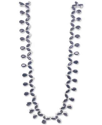 Black Sapphire (45-7/8 ct. t.w.) & White Topaz (1/10 ct. t.w.) Fancy 18" Collar Necklace in Sterling Silver