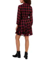 Tommy Hilfiger Women's Tartan Belted Plaid Shirt Dress