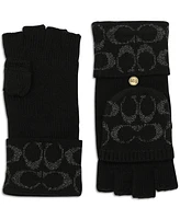 Coach Women's Metallic Pop Top Logo Gloves