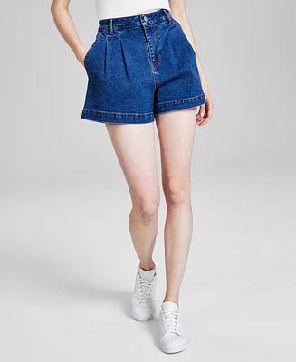 And Now This Women's High Rise Pleat-Front Denim Shorts, Created for Macy's