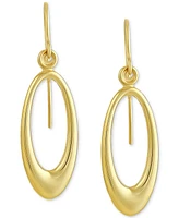 High-Polished Open Style Oval Drop Earrings in 10k Gold