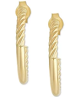 Polished Bar & Cable Small Hoop Earrings in 10k Gold, 5/8"