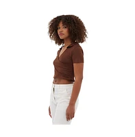 Bench Dna Women's Constance Collared Wrap Crop Top