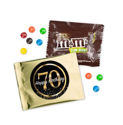 12 Pcs 70th Birthday Candy M&M's Party Favor Packs - Milk Chocolate