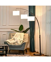 Homcom Arc Floor Lamp w/3 Hanging Drum Shape Lampshade, and Flexible Steel Pole