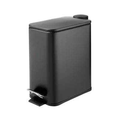 mDesign Slim Metal 1.3 Gallon Step Trash Can with Lid Liner Bucket