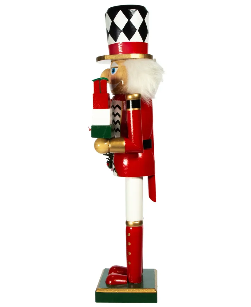 Kurt Adler 15" Nutcracker with Gift Box and Wreath