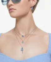 Swarovski Silver-Tone 2-Pc. Set Blue & White Crystal Iconic Swan Pendant Necklace & Matching Stud Earrings