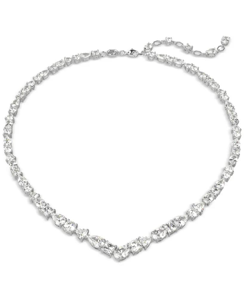 Swarovski Silver-Tone Crystal V-Shape Collar Necklace, 15" + 2-3/4" extender